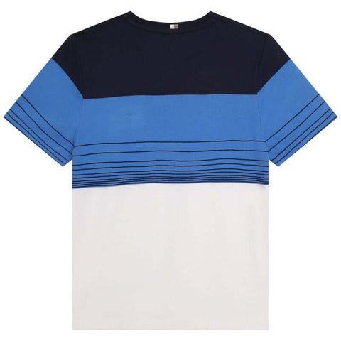BOSS Boys Blue Stripe Short Sleeve Cotton T-Shirt BOSS Boys Blue Stripe Short Sleeve Cotton T-Shirt
