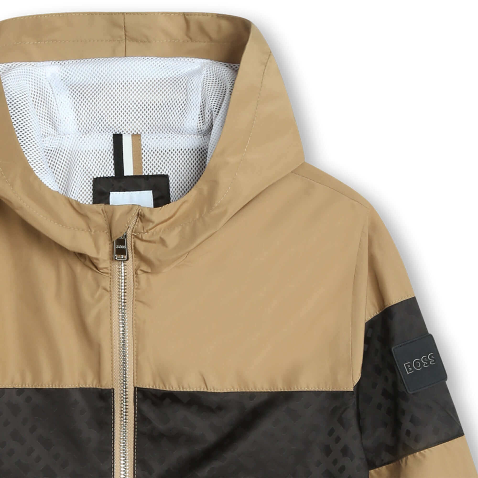 BOSS Boys Brown & Black Windbreaker Jacket BOSS Boys Brown & Black Windbreaker Jacket
