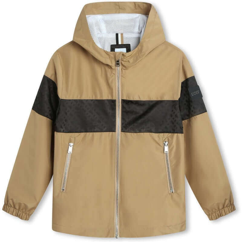 BOSS Boys Brown & Black Windbreaker Jacket BOSS Boys Brown & Black Windbreaker Jacket