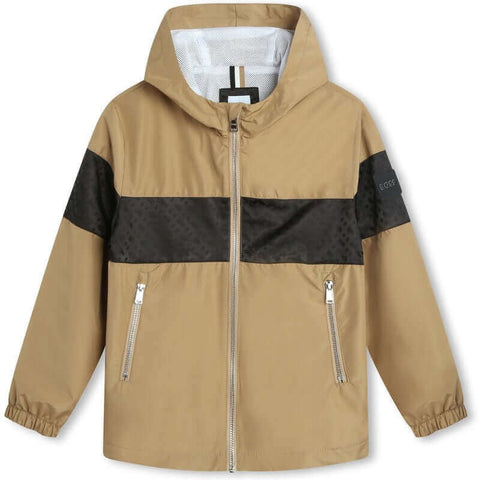 BOSS Boys Brown & Black Windbreaker Jacket BOSS Boys Brown & Black Windbreaker Jacket