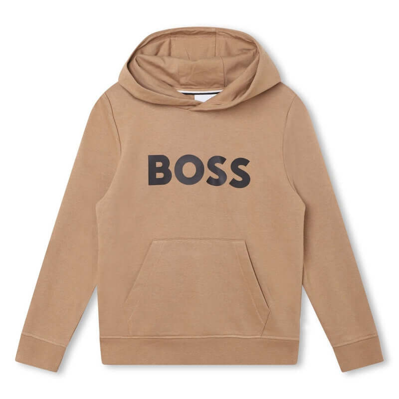 BOSS Boys Camel Hooded Logo Sweatshirt BOSS Boys Camel Hooded Logo Sweatshirt
