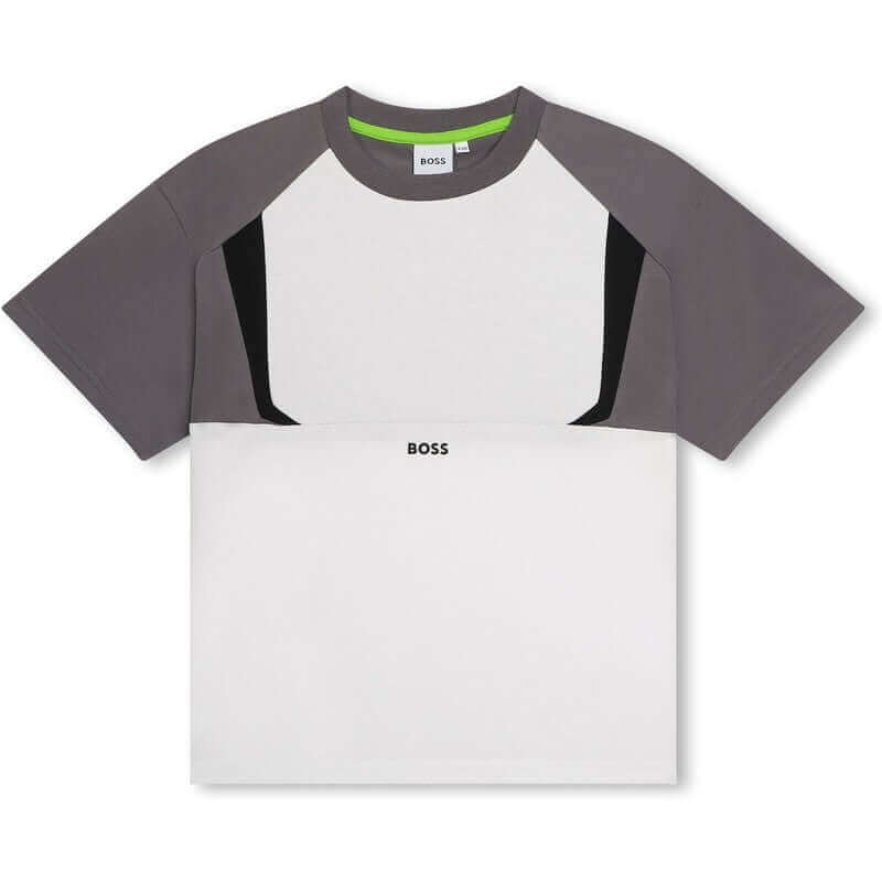 BOSS Boys Grey Block Short Sleeve T-Shirt BOSS Boys Grey Block Short Sleeve T-Shirt