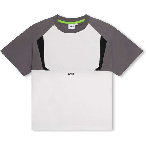 BOSS Boys Grey Block Short Sleeve T-Shirt BOSS Boys Grey Block Short Sleeve T-Shirt