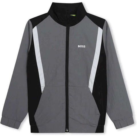 BOSS Boys Grey Block Zip Up Jacket BOSS Boys Grey Block Zip Up Jacket