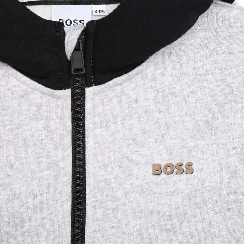 BOSS Boys Grey Hooded Cardigan BOSS Boys Grey Hooded Cardigan