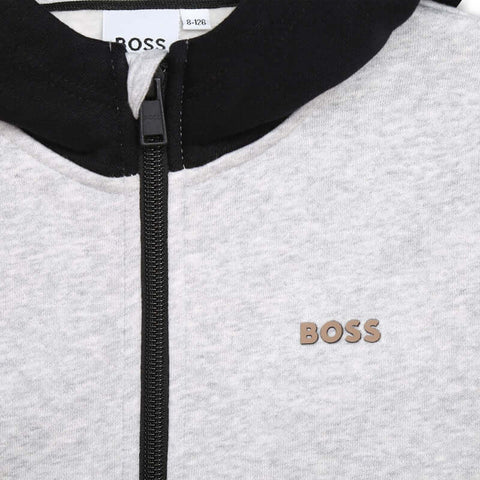 BOSS Boys Grey Hooded Cardigan BOSS Boys Grey Hooded Cardigan
