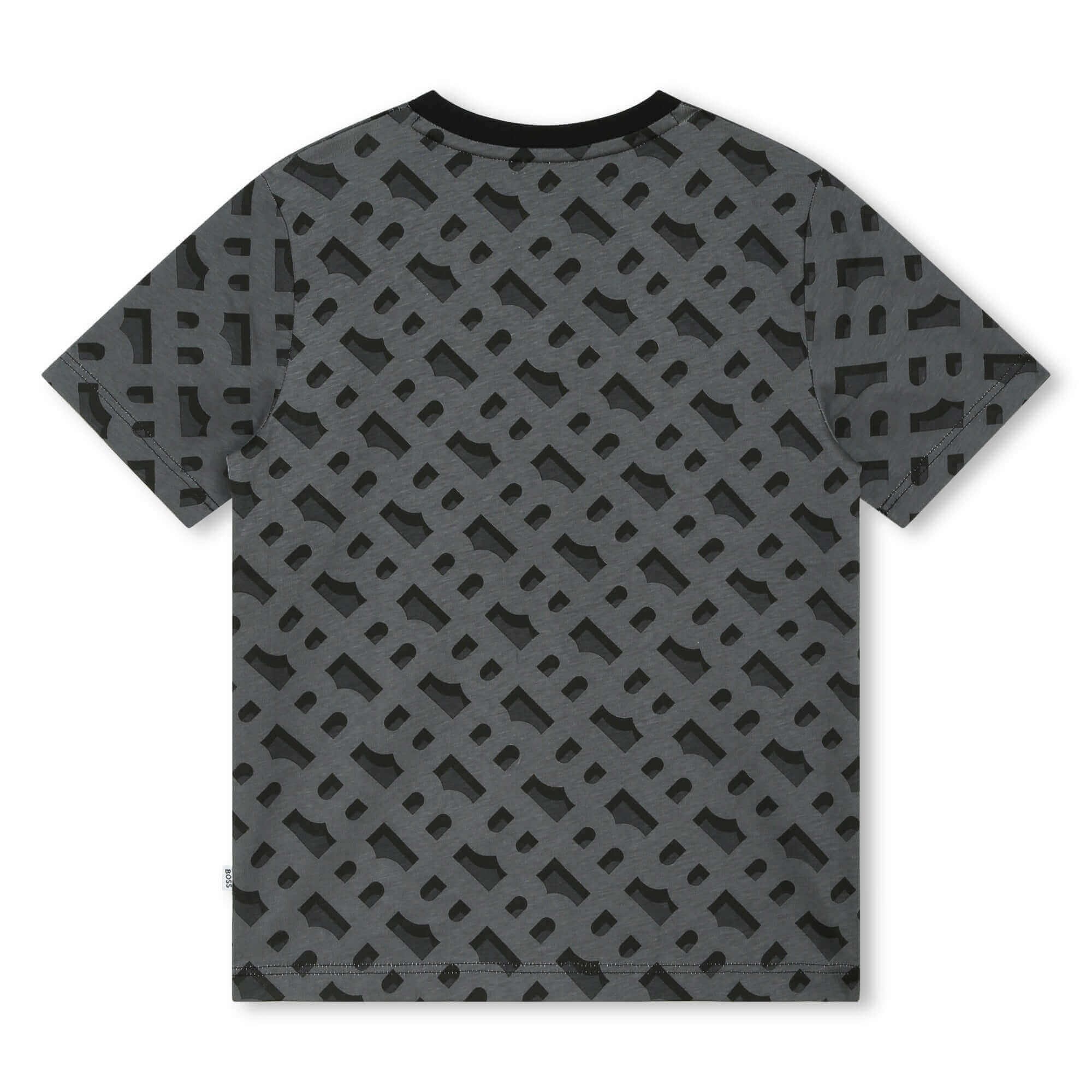 BOSS Boys Grey Monogram Print T-Shirt BOSS Boys Grey Monogram Print T-Shirt