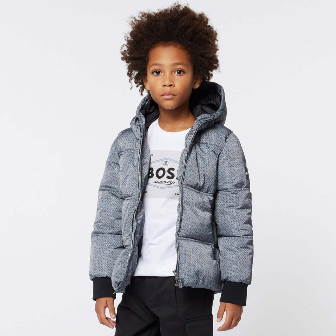 BOSS Boys Grey Puffer Jacket BOSS Boys Grey Puffer Jacket