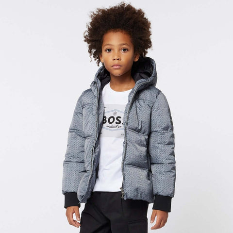 BOSS Boys Grey Puffer Jacket BOSS Boys Grey Puffer Jacket