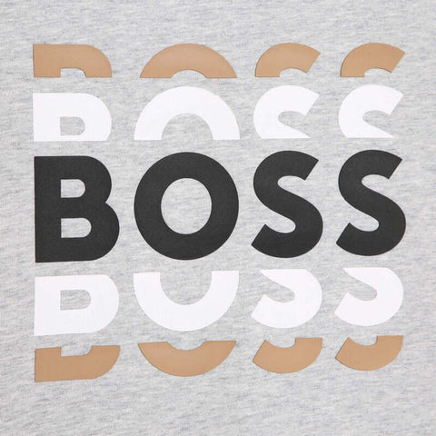 BOSS Boys Grey Short Sleeve Cotton T-Shirt BOSS Boys Grey Short Sleeve Cotton T-Shirt