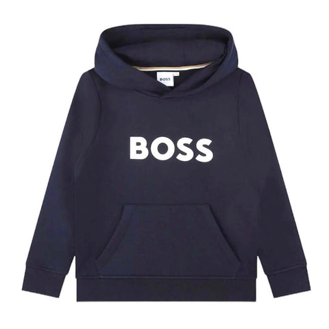 BOSS Boys Navy Logo Hooded Sweatshirt BOSS Boys Navy Logo Hooded Sweatshirt