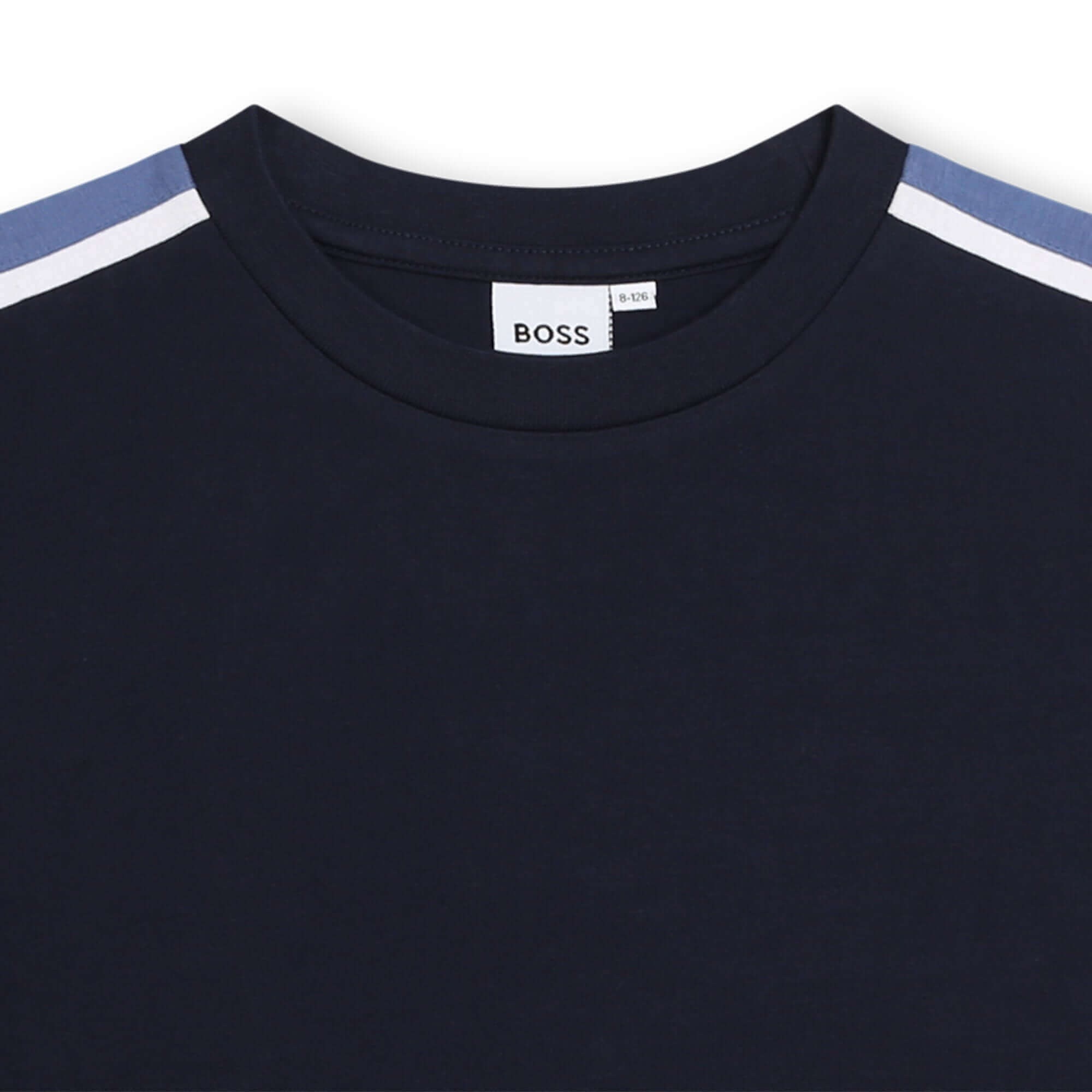 BOSS Boys Navy Side Logo Short Sleeve T-Shirt BOSS Boys Navy Side Logo Short Sleeve T-Shirt