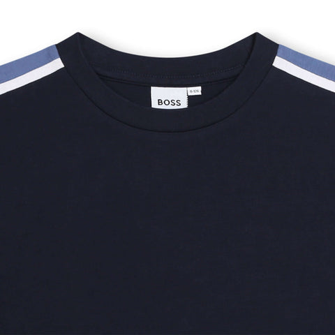 BOSS Boys Navy Side Logo Short Sleeve T-Shirt BOSS Boys Navy Side Logo Short Sleeve T-Shirt