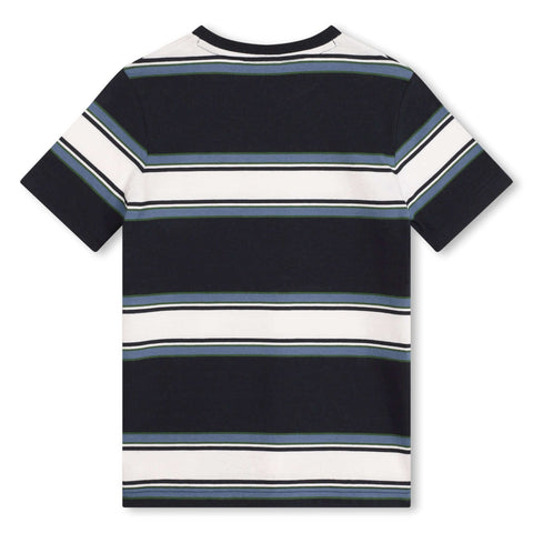 BOSS Boys Navy & White Short Sleeve Stripe T-Shirt BOSS Boys Navy & White Short Sleeve Stripe T-Shirt