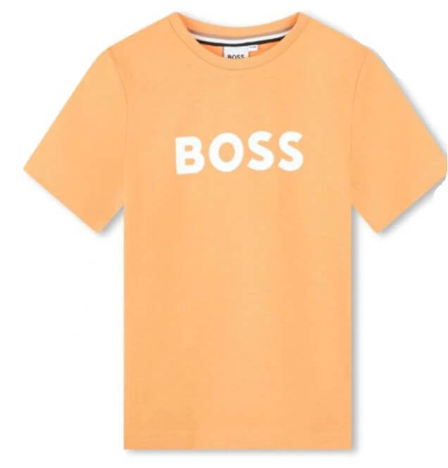 BOSS Boys Orange Logo Cotton T-Shirt BOSS Boys Orange Logo Cotton T-Shirt