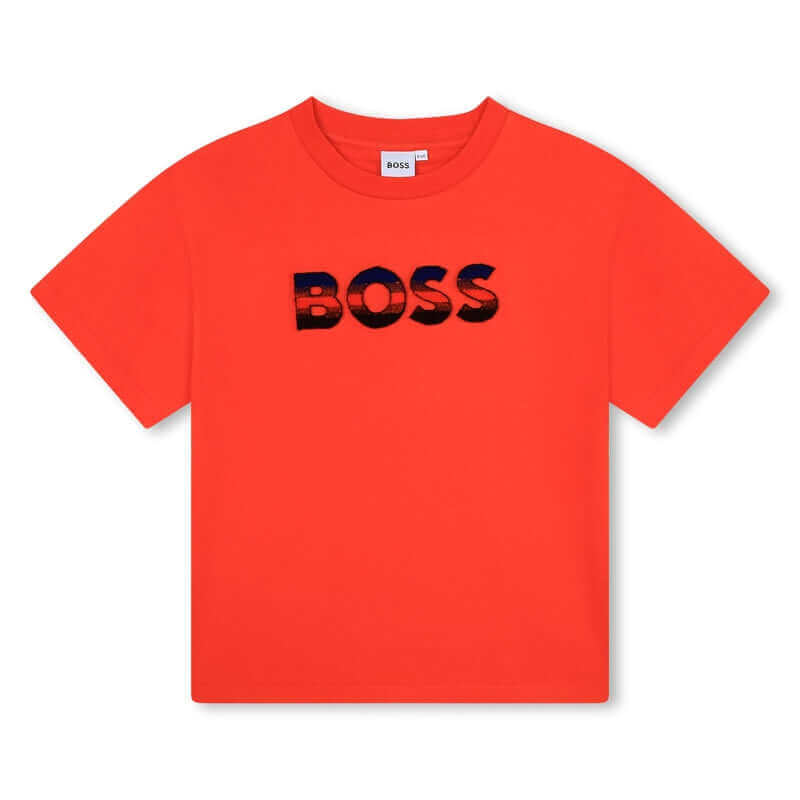 BOSS Boys Orange Logo Short Sleeve T-Shirt BOSS Boys Orange Logo Short Sleeve T-Shirt