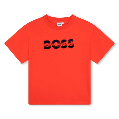 BOSS Boys Orange Logo Short Sleeve T-Shirt BOSS Boys Orange Logo Short Sleeve T-Shirt