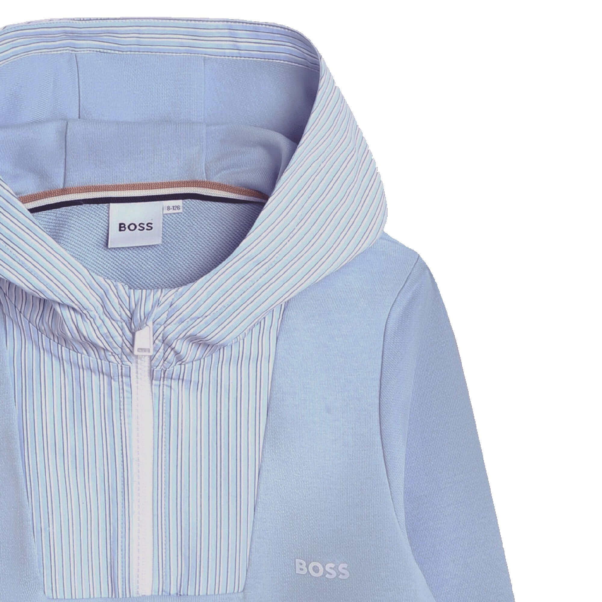 BOSS Boys Pale Blue Zip Up Hoodie BOSS Boys Pale Blue Zip Up Hoodie