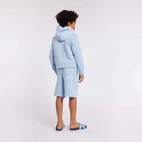 BOSS Boys Pale Blue Zip Up Hoodie BOSS Boys Pale Blue Zip Up Hoodie