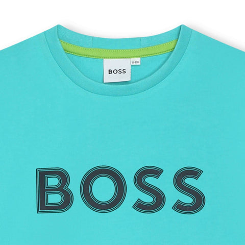 BOSS Boys Turqoise Logo Cotton T-shirt BOSS Boys Turqoise Logo Cotton T-shirt