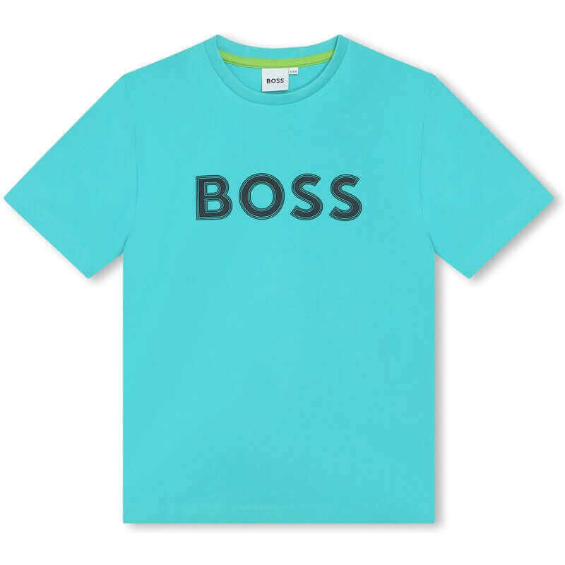 BOSS Boys Turqoise Logo Cotton T-shirt BOSS Boys Turqoise Logo Cotton T-shirt