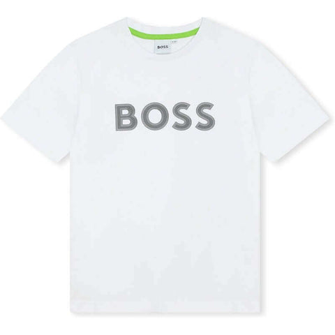 BOSS Boys White Logo Short Sleeve T-Shirt BOSS Boys White Logo Short Sleeve T-Shirt