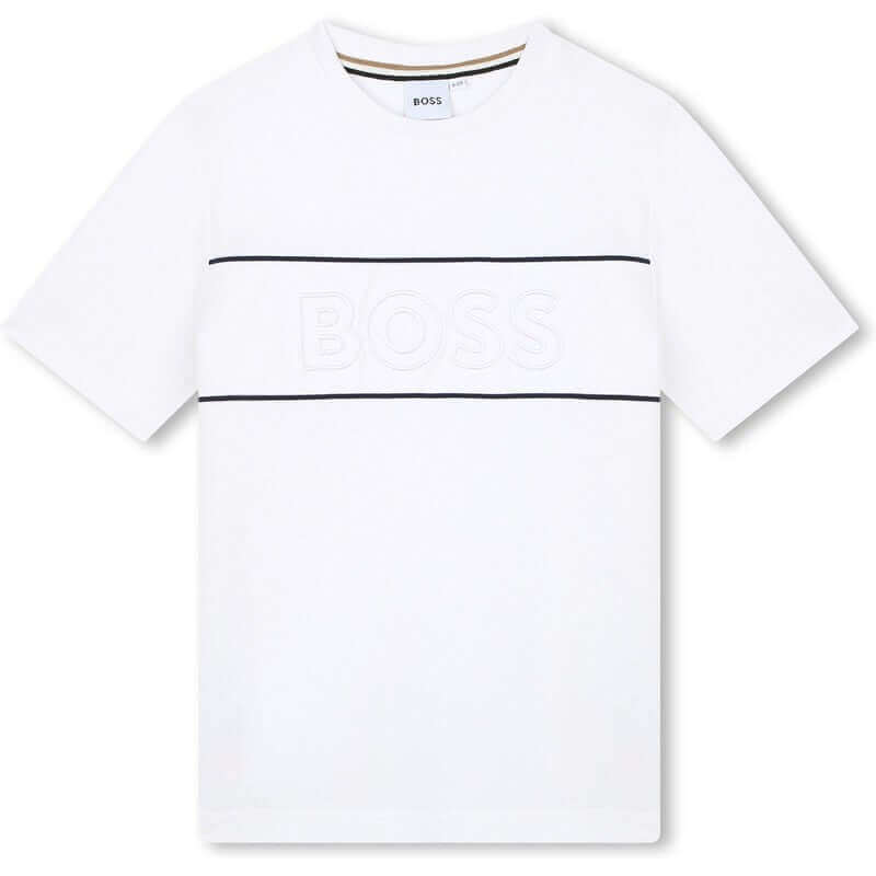 BOSS Boys White Logo Short Sleeve T-Shirt
