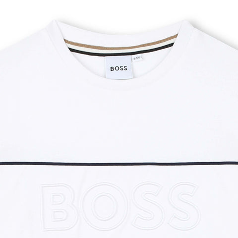 BOSS Boys White Logo Short Sleeve T-Shirt BOSS Boys White Logo Short Sleeve T-Shirt