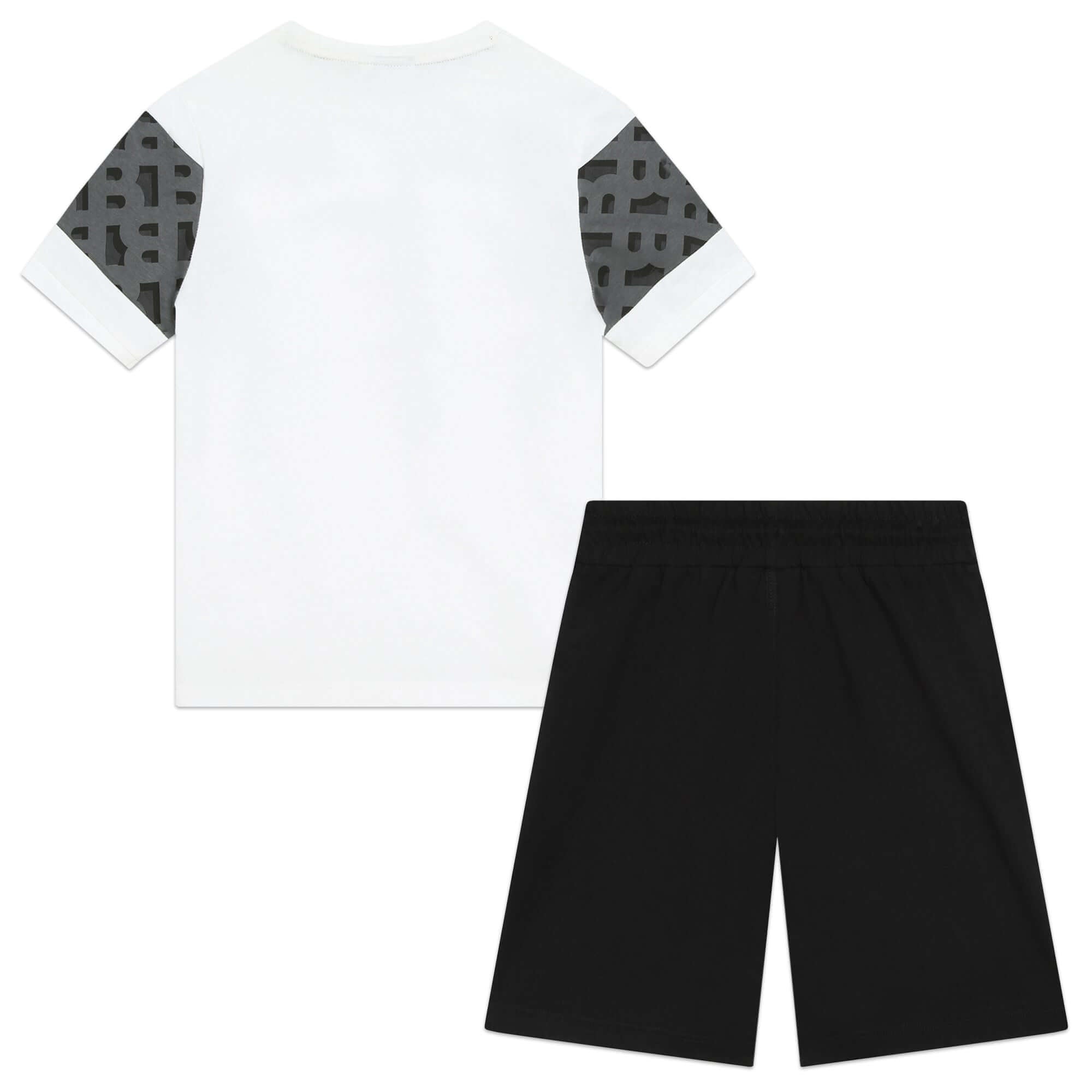 BOSS Boys White Monogram Print Shorts Set BOSS Boys White Monogram Print Shorts Set