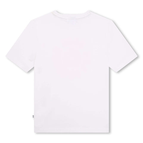 BOSS Boys White Short Sleeve Records Print T-Shirt BOSS Boys White Short Sleeve Records Print T-Shirt