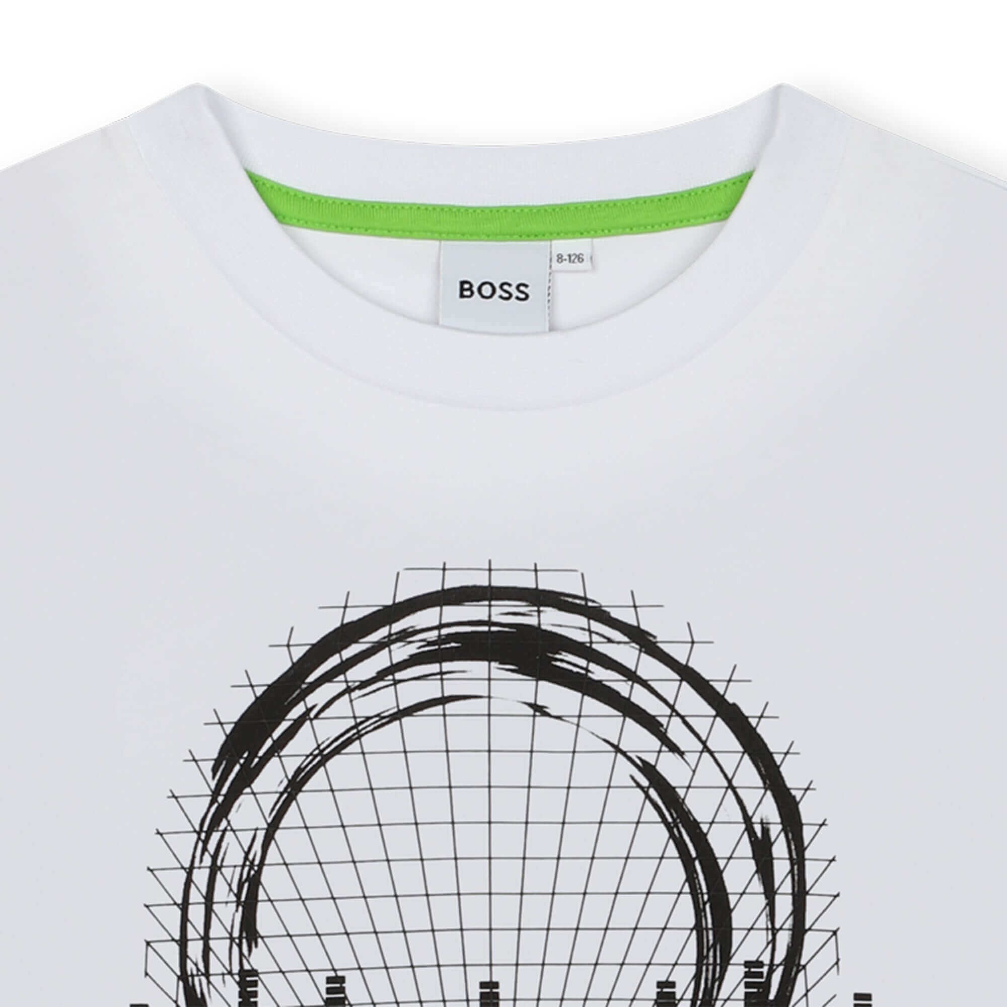 BOSS Boys White Techno Print Short Sleeve T-Shirt BOSS Boys White Techno Print Short Sleeve T-Shirt