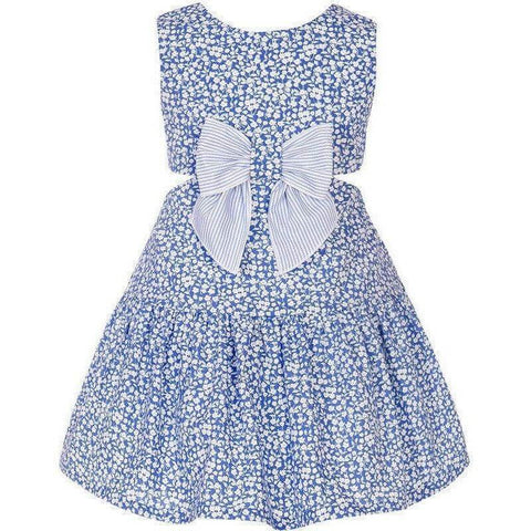 Balloon Chic Girls Blue & White Bow Dress Balloon Chic Girls Blue & White Bow Dress