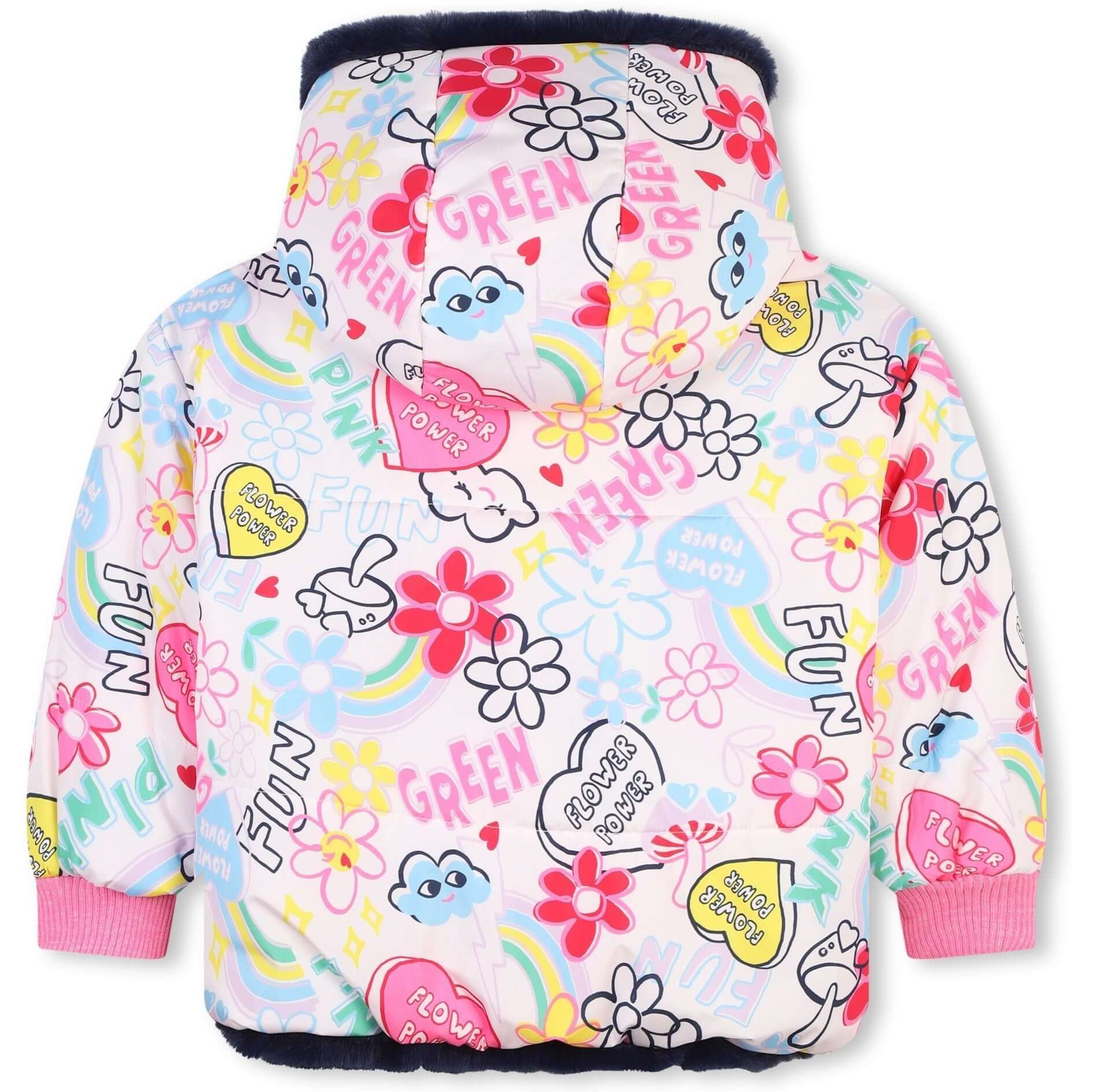 Billieblush Girls Graffiti Reversible Puffer Coat Billieblush Girls Graffiti Reversible Puffer Coat