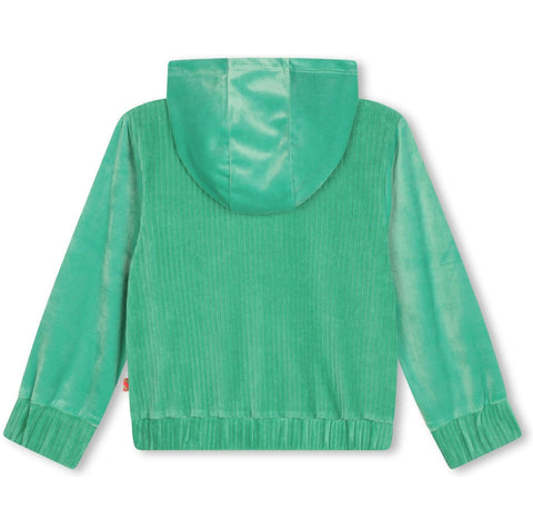 Billieblush Girls Green Velvet Zip Up Hoodie Billieblush Girls Green Velvet Zip Up Hoodie