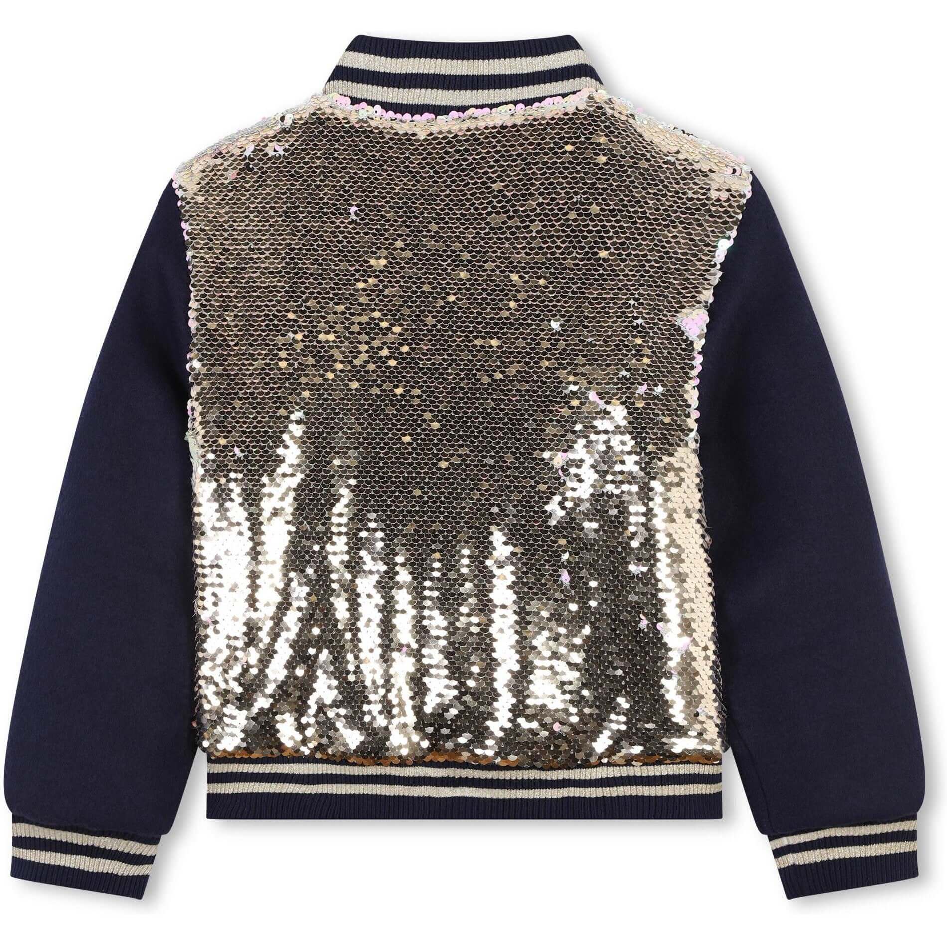 Billieblush Girls Navy Sequin Bomber Jacket Billieblush Girls Navy Sequin Bomber Jacket