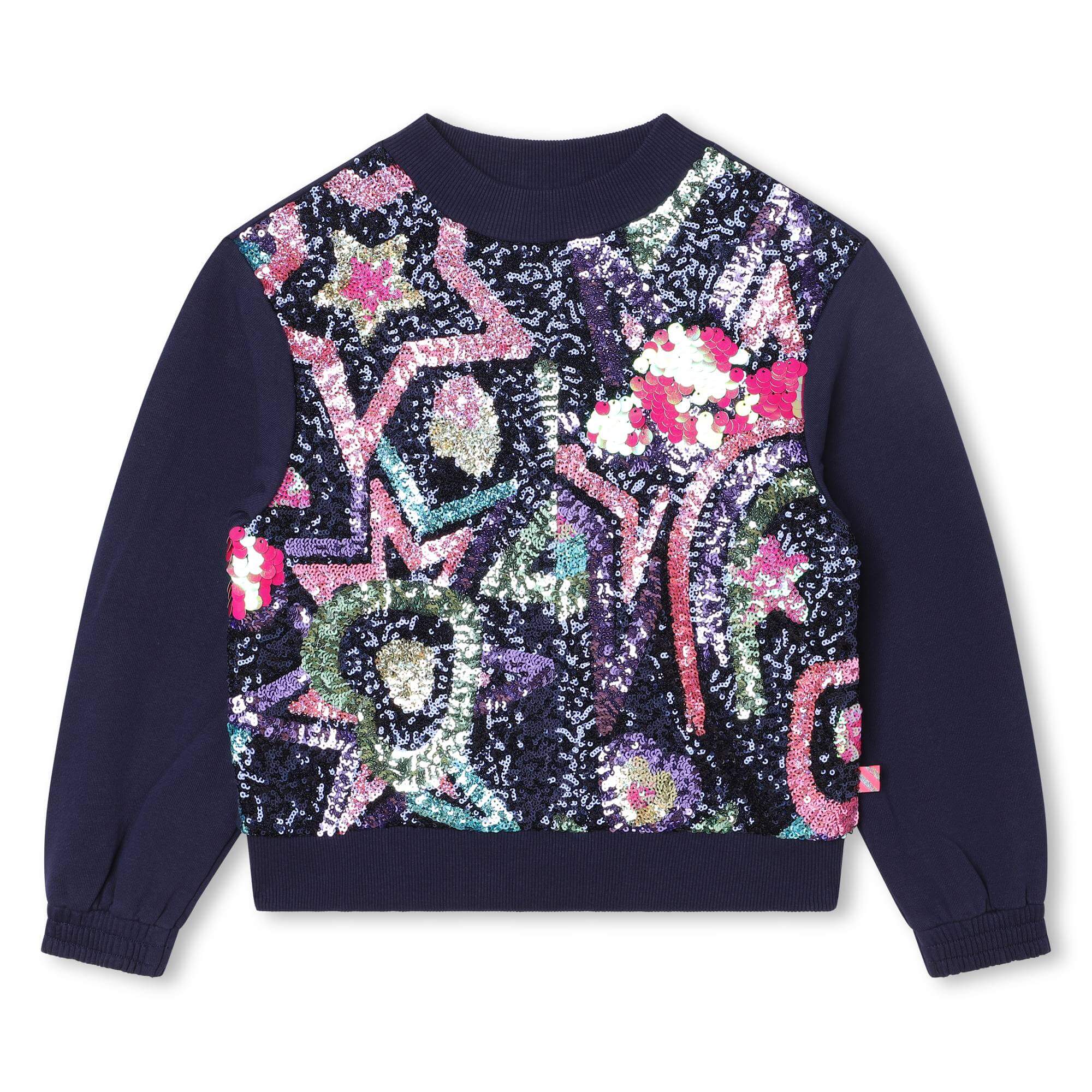 Billieblush Girls Navy Sequin Sweatshirt Billieblush Girls Navy Sequin Sweatshirt