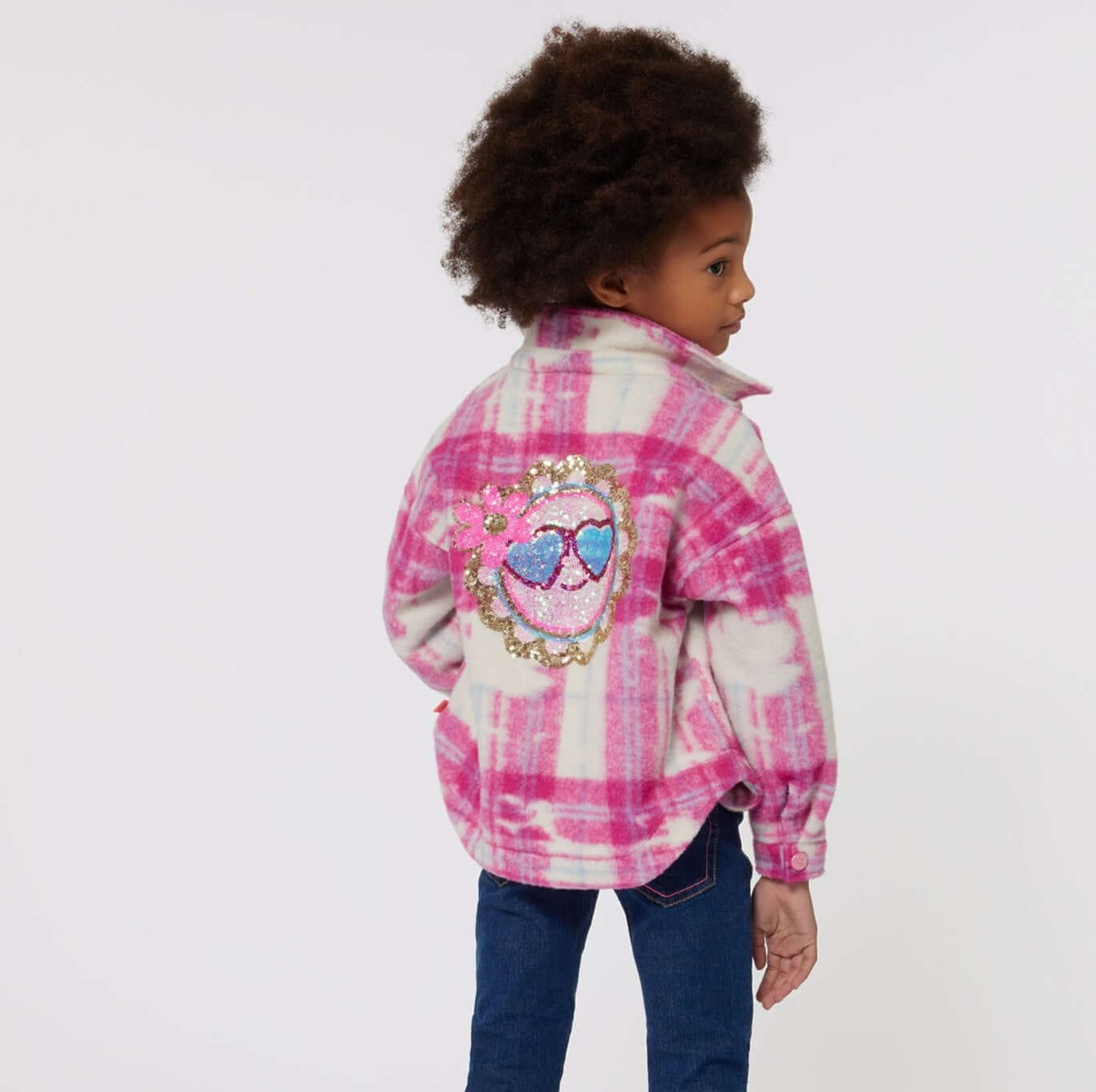 Billieblush Girls Pink Checked Overshirt Jacket Billieblush Girls Pink Checked Overshirt Jacket
