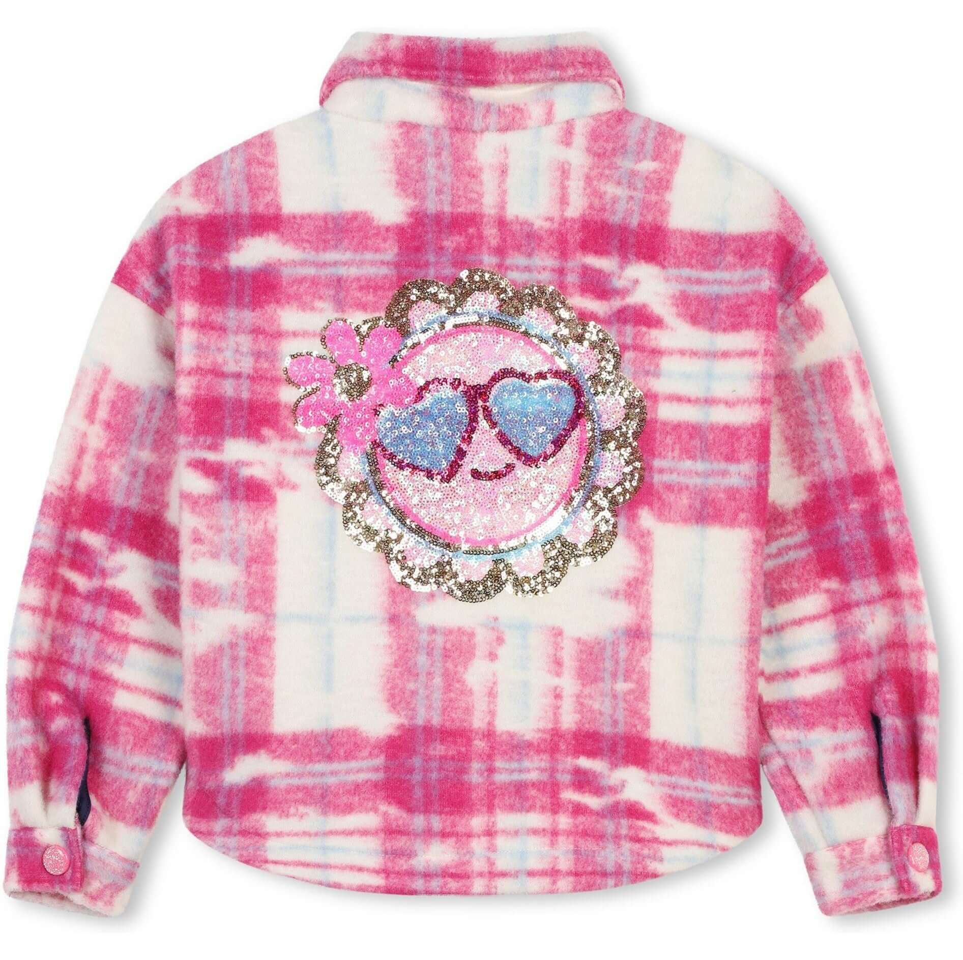 Billieblush Girls Pink Checked Overshirt Jacket Billieblush Girls Pink Checked Overshirt Jacket