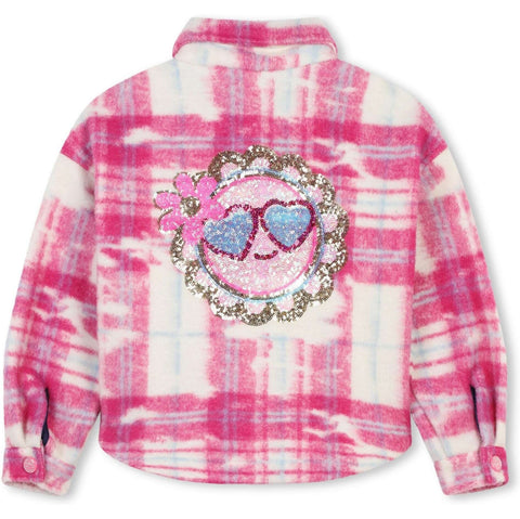 Billieblush Girls Pink Checked Overshirt Jacket Billieblush Girls Pink Checked Overshirt Jacket