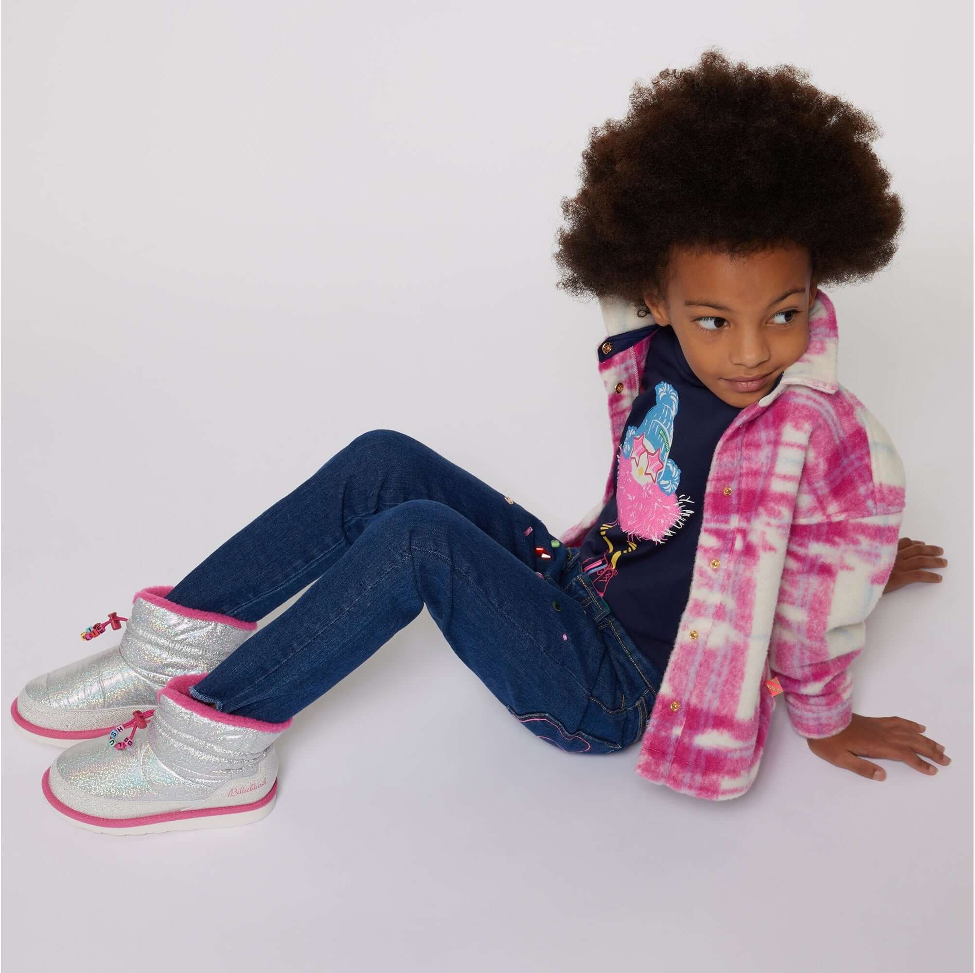 Billieblush Girls Pink Checked Overshirt Jacket Billieblush Girls Pink Checked Overshirt Jacket