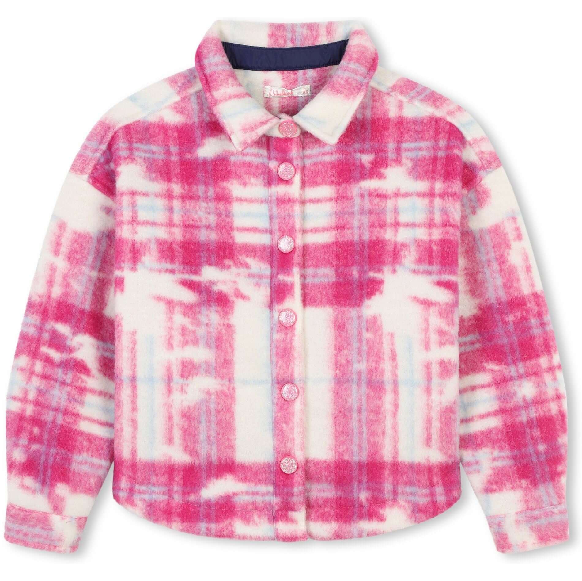 Billieblush Girls Pink Checked Overshirt Jacket Billieblush Girls Pink Checked Overshirt Jacket