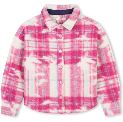 Billieblush Girls Pink Checked Overshirt Jacket Billieblush Girls Pink Checked Overshirt Jacket
