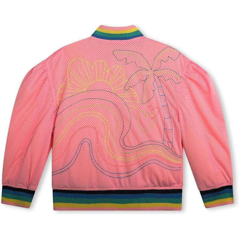 Billieblush Girls Pink Embroidered Bomber Jacket Billieblush Girls Pink Embroidered Bomber Jacket