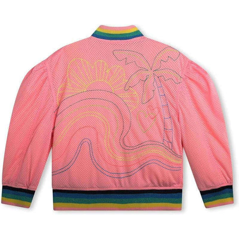 Billieblush Girls Pink Embroidered Bomber Jacket Billieblush Girls Pink Embroidered Bomber Jacket