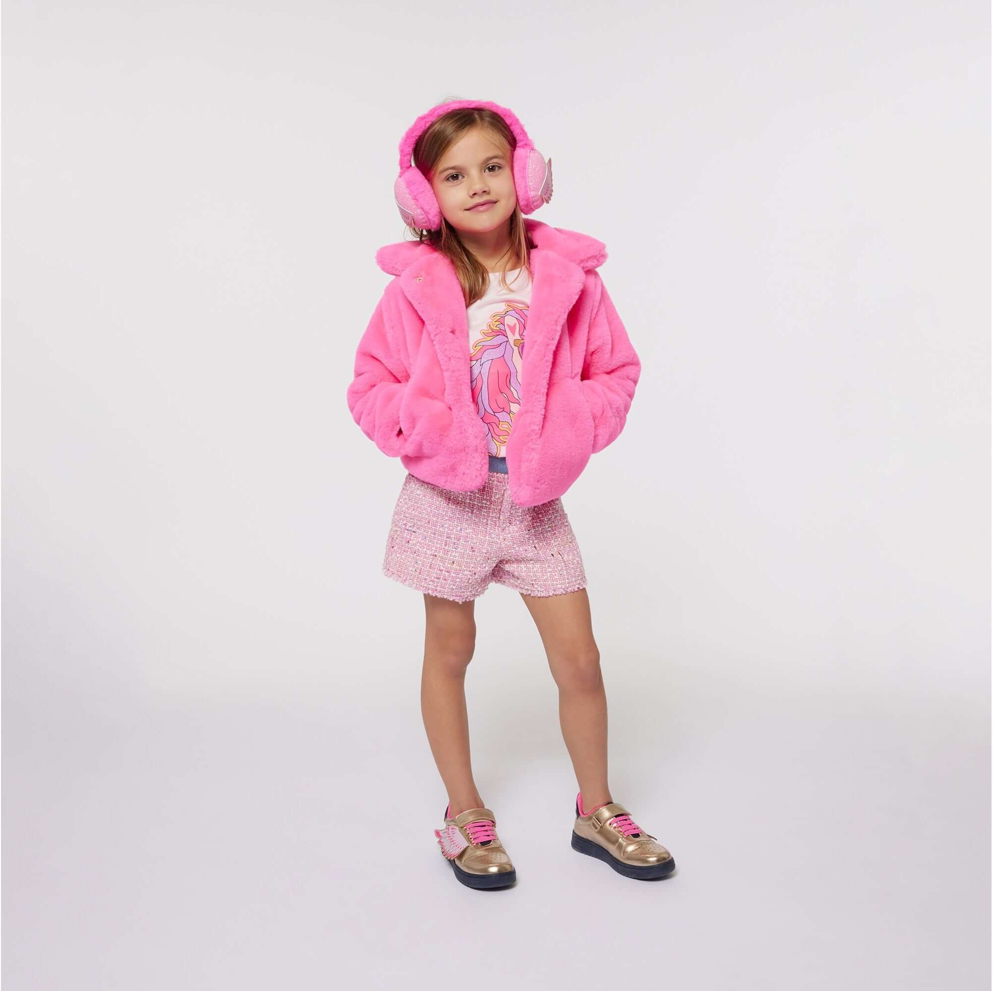 Billieblush Girls Pink Faux Fur Coat Billieblush Girls Pink Faux Fur Coat