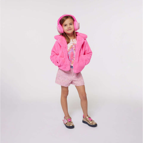 Billieblush Girls Pink Faux Fur Coat Billieblush Girls Pink Faux Fur Coat