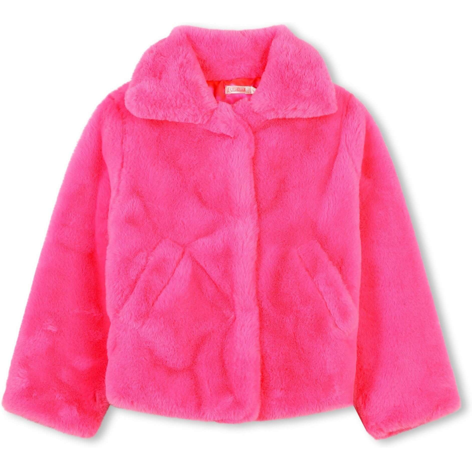 Billieblush Girls Pink Faux Fur Coat Billieblush Girls Pink Faux Fur Coat