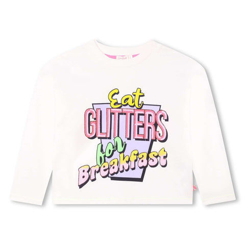 Billieblush Girls White Glitter T-Shirt Billieblush Girls White Glitter T-Shirt