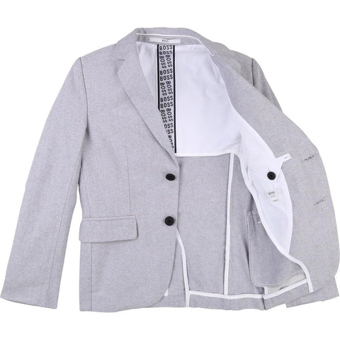 BOSS Boys Grey Cotton Suit Jacket BOSS Boys Grey Cotton Suit Jacket