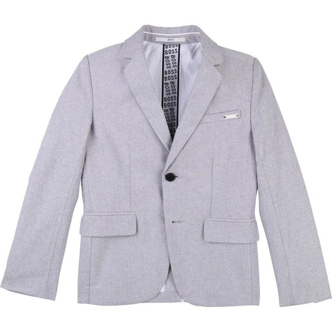BOSS Boys Grey Cotton Suit Jacket BOSS Boys Grey Cotton Suit Jacket